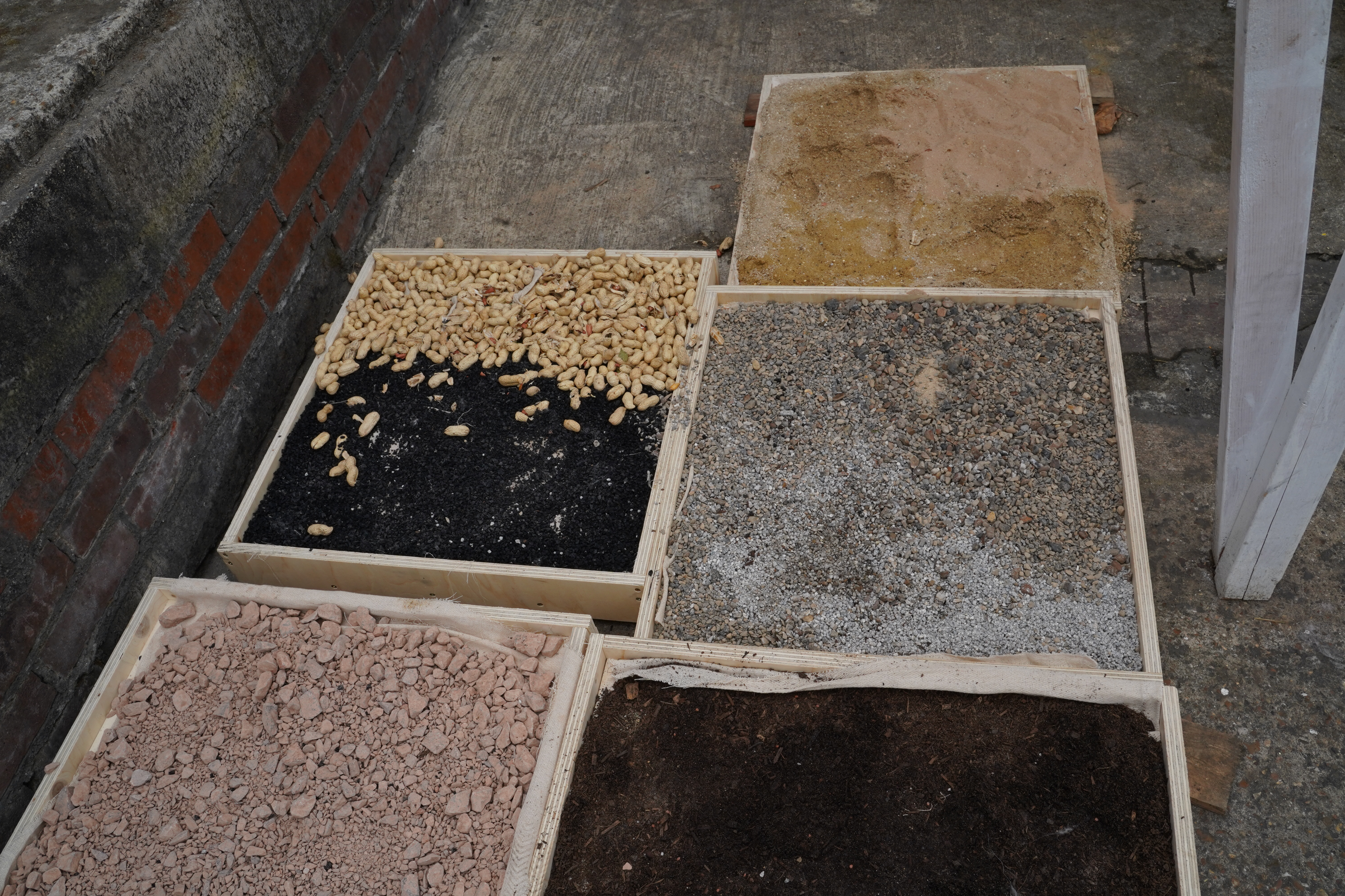 Overhead view of material texture boxes